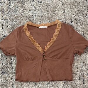 Brown Button-Up Women's Top
